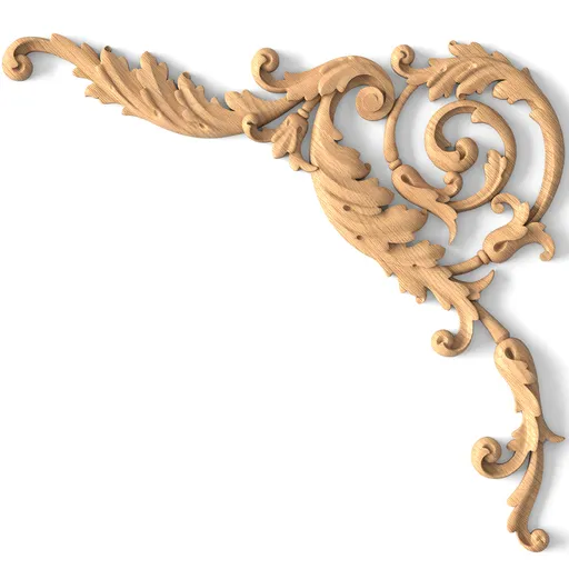 N-184R Acanthus Scroll Wood Corner Onlay