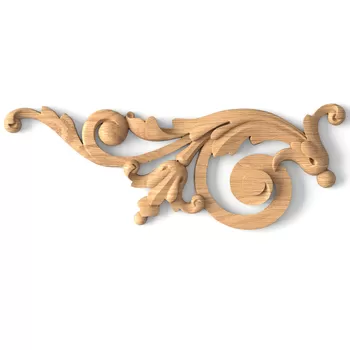 Unpainted wooden decorative onlay Scroll, Left Unpainted wooden decorative onlay Scroll, Left