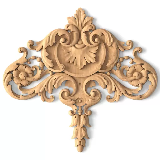 N-191 vertical decorative floral acanthus scrolls wood carving applique baroque style