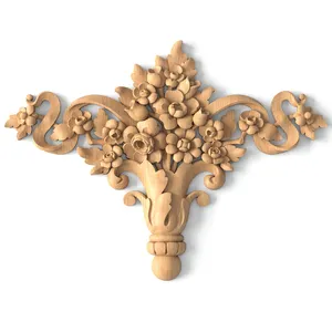 Decorative flower bouquet with ribbons applique from beech