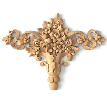 Flower bouquet wooden onlay, Ornate floral applique Flower bouquet wooden onlay, Ornate floral applique