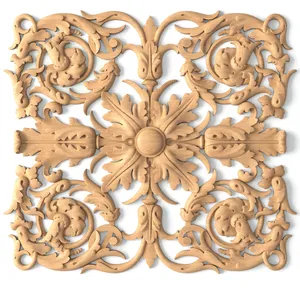 Ornate Baroque onlay for coffered ceilings from oak