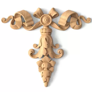 Small Wooden Pendant with Ribbon Bow and Floral Cascade