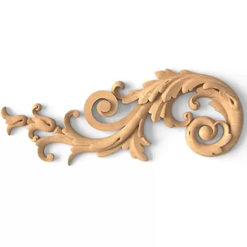 Openwork Solid Wood Floral Onlays for Furniture, Left