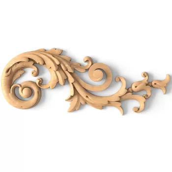 Openwork Solid Wood Floral Onlays for Furniture, Right