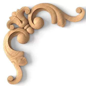 Symmetrical Scroll Wood Corner Onlay Symmetrical Scroll Wood Corner Onlay