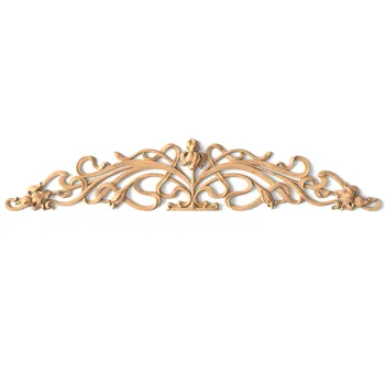 Long Carved Wooden Art Nouveau Pediment with Iris