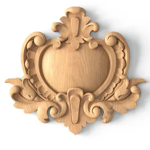 Wide Ornate Shield Wood Cartouche Onlay