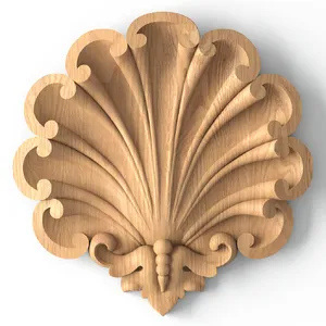 Unfinished shell applique from solid wood