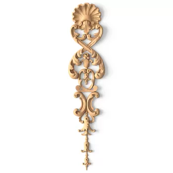 Symmetrical Wooden Drop with Openwork Scrolls and Shell Motif