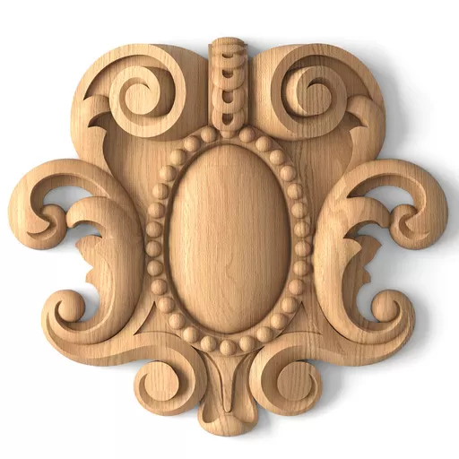 N-242 round detail scroll wood cartouche victorian style