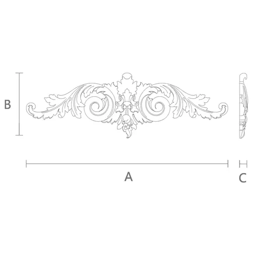 Carved Wooden Acanthus Center Pediment