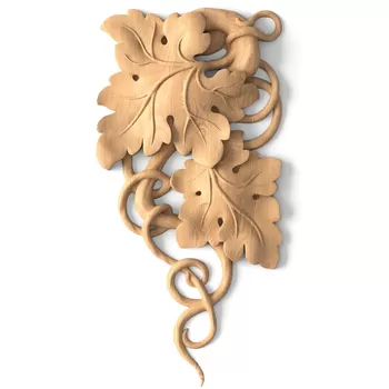 Small Left Wooden Pendant with Grape Leaves and Vines
