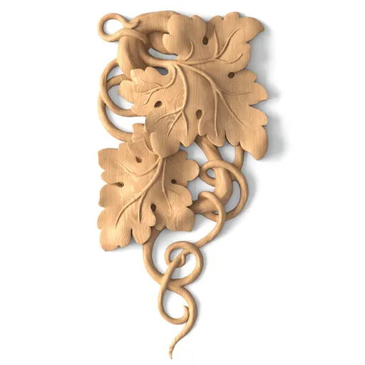 N-252R Small Right Tuscan Grapevine Wooden Pendant Applique
