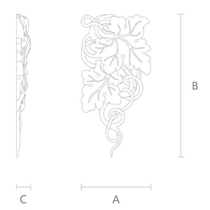N-252R Small Right Tuscan Grapevine oak Pendant Applique