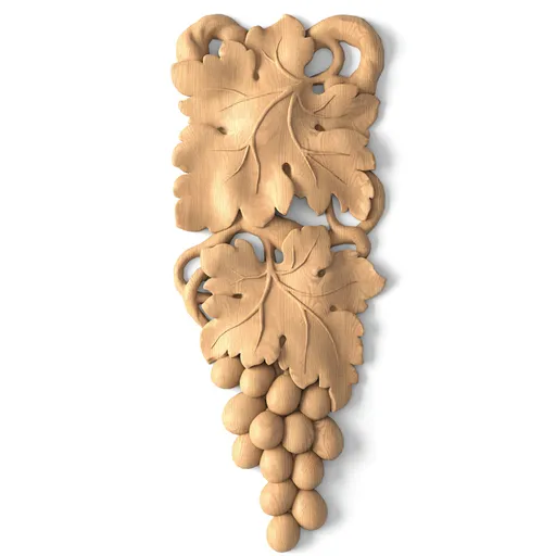 N-254L Small Left Wood Pendant - Grape Cluster Motif