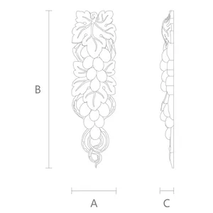 N-259 Symmetrical Drop with Grape Clusters and Leaves from oak