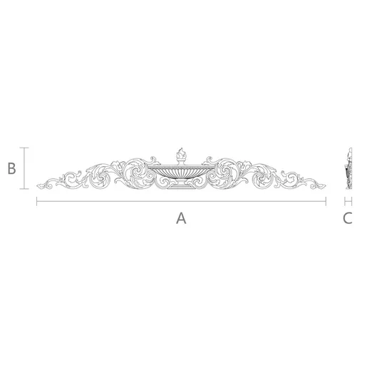 Neoclassical oak Pediment with Urn Motif 