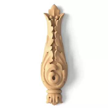 Carved Flower Bud Applique, Relief Floral Onlay
