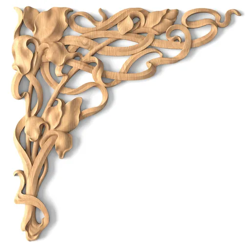 N-274L large corner artistic flower wood carving applique
