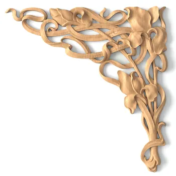 Classic Right-Facing Acanthus Scroll Wood Corner Onlay