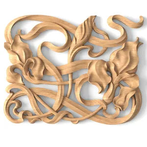 medium corner carved flower wood onlay applique gothic style