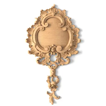 Medium Wooden Cartouche Onlay with Floral Drop