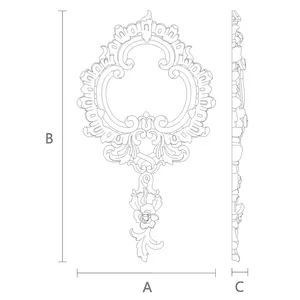 Medium Ornate Floral Drop Wooden Cartouche Onlay