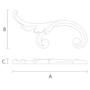 Graceful Acanthus Leaf Scroll oak Onlay, Left