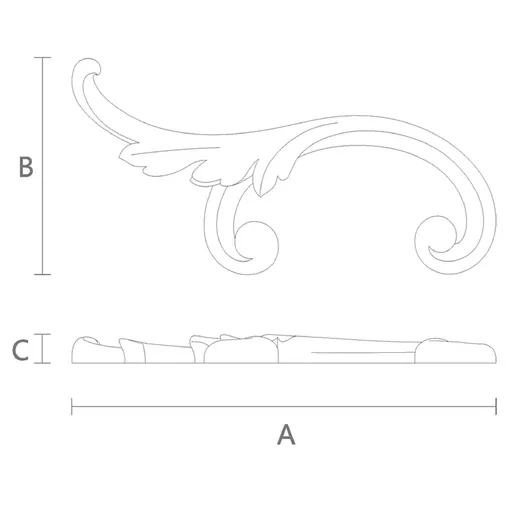 Graceful Acanthus Leaf Scroll oak Onlay, Left