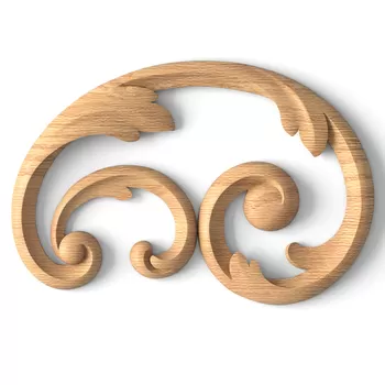 Oak Decorative Appliques with Scrolled Design, Right