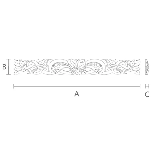 extra large horizontal ornamental leaf wood onlay applique renaissance style
