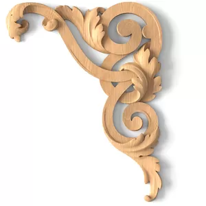 Right Interwoven Scroll Wood Corner Onlay - 4" to 6"