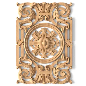 Ornate wooden rectangular onlay for doors decorating