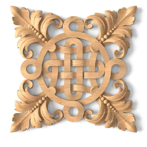 N-336 square carved leaf wood carving applique baroque style