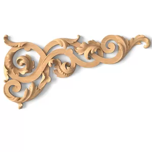 ornamental floral 20-inch left wooden corner onlay