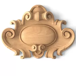 Custom Cartouche Onlay, Antique Oak Onlay Classical Hardwood Cartouche with Scrolls