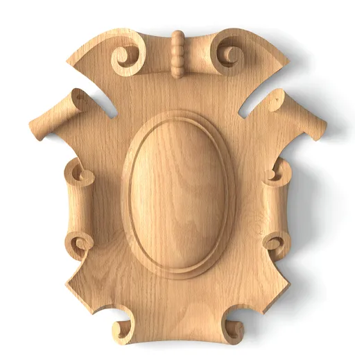 N-346 medium oval hand carved scroll wood cartouche victorian style