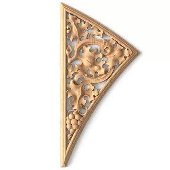 Triangular furniture applique decorated with grapevine, Left Triangular furniture applique decorated with grapevine, Left