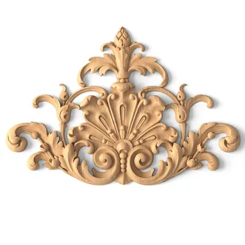 Ornate Carved Wooden Center Pediment with Acanthus Scrolls