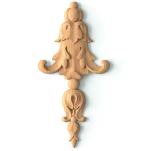 Neoclassical Floral and Bead Wood Drop Applique