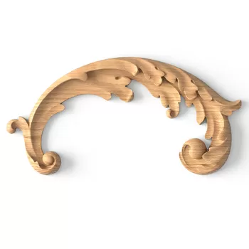 Minimalistic Wooden Acanthus Onlay for Furniture, Right