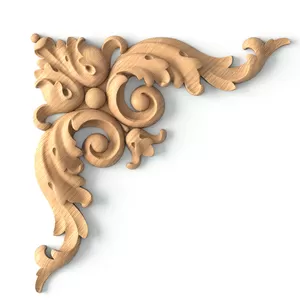 Decorative Acanthus Scroll Wood Corner Applique