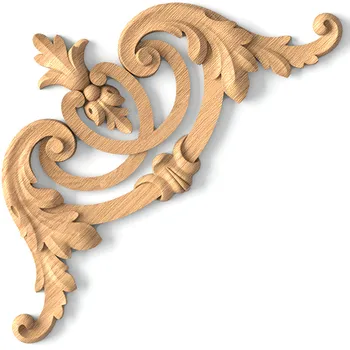 Symmetrical Wooden Corner Applique with Ribbon Scrolls Symmetrical Wooden Corner Applique with Ribbon Scrolls