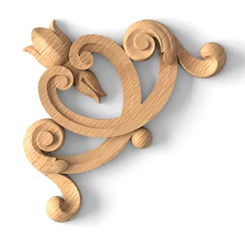 Ornate floral onlay, Hardwood corner onlay
