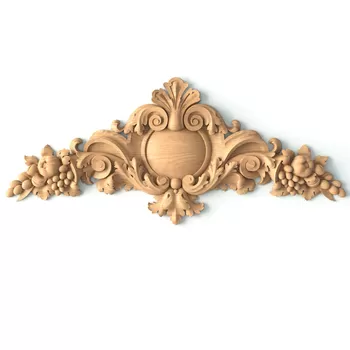 Ornate Wooden Cartouche Center Pediment with Fruit Motifs