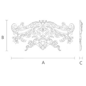N-406 floral Baroque Openwork Wood Center Pediment