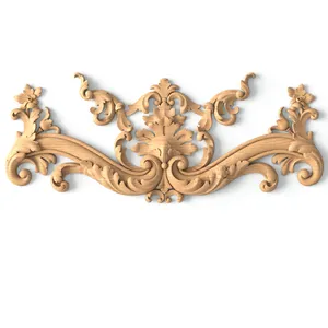 Ornate Wooden Pediment with Floral Scrolls baroque style