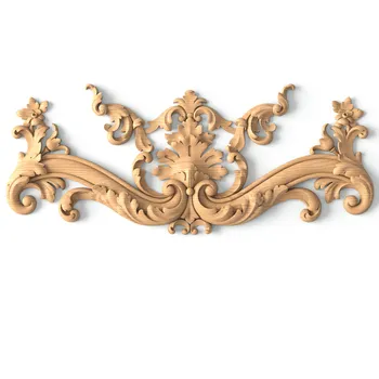 Ornate Wooden Pediment with Floral Scrolls