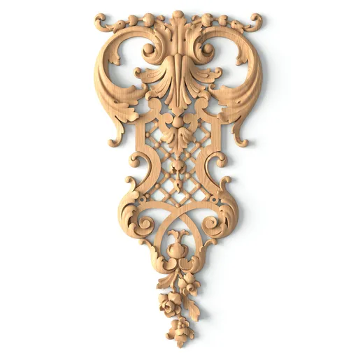 N-414 vertical hand carved floral acanthus scrolls wood drop baroque style